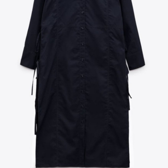 NWT Zara Navy Voluminous Poplin Dress Sz XXL - Picture 6 of 11
